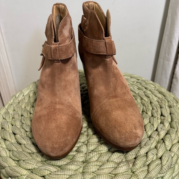 Rag & Bone Harrow Tan/Nude Suede Slip On Block Heel Booties - Picture 4 of 11